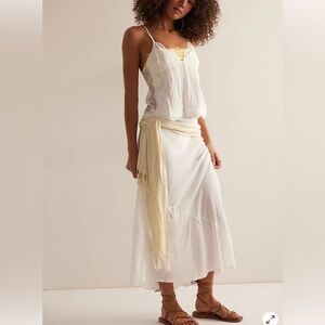 Free People ivory rayon slip skirt